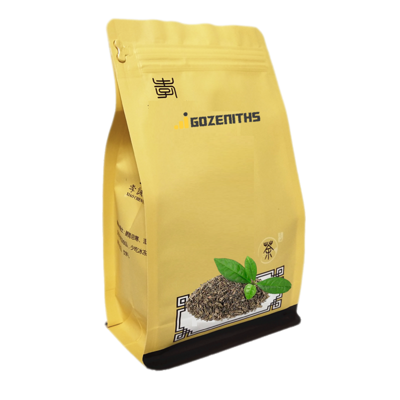 500g matte yellow flat bottom tea packaging bags