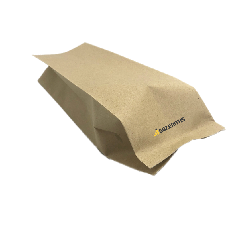 1 pound coffee bean bags in yellow kraft paper laminated with foil lining