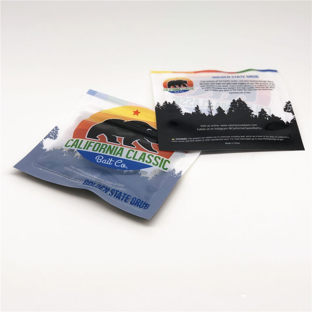Ziplock custom printed flat pouches for fishing lure packaging