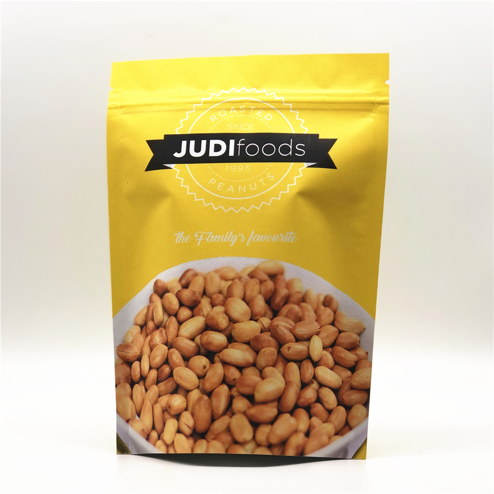 Custom printed white paper peanuts stand up pouches