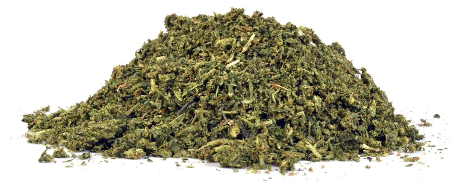 pre ground flower of cannabis, hemp blend, weed trim mix