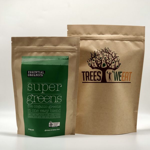 Paper Stand Up Pouches for 210g Super Greens Packaging