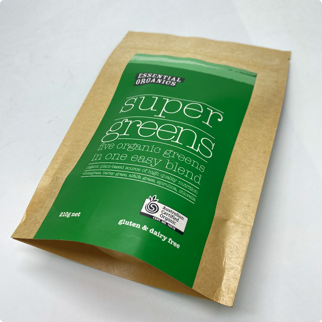 Kraft Paper Stand-Up Pouches for 210g powder super greens