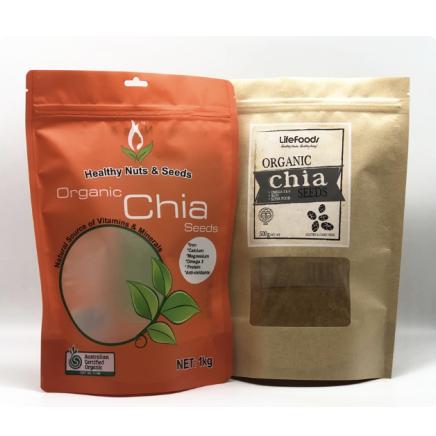 Chia seeds custom printed packaging bags for 1kg capacity