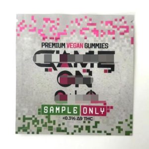 THC Vegan Gummies Packaging Custom Printed 3 Side Sealed Bags1