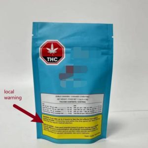 Local Warning Printed Cannabis Packaging - custom stand-up pouches