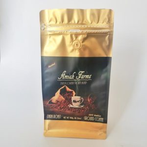 Coffee Custom Printed Flat Bottom Gold bag