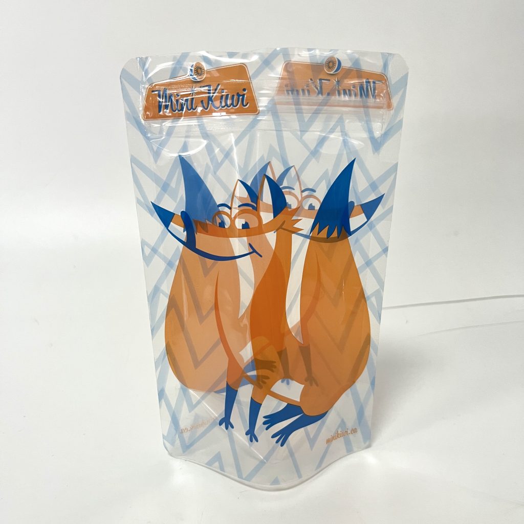 Glossy stand up bag for mini kiwi with double zipper