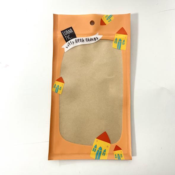 Matte half plastic half kraft paper for candy three-side seal bag with window