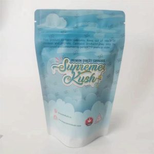 cannabis matte blue stand up bag