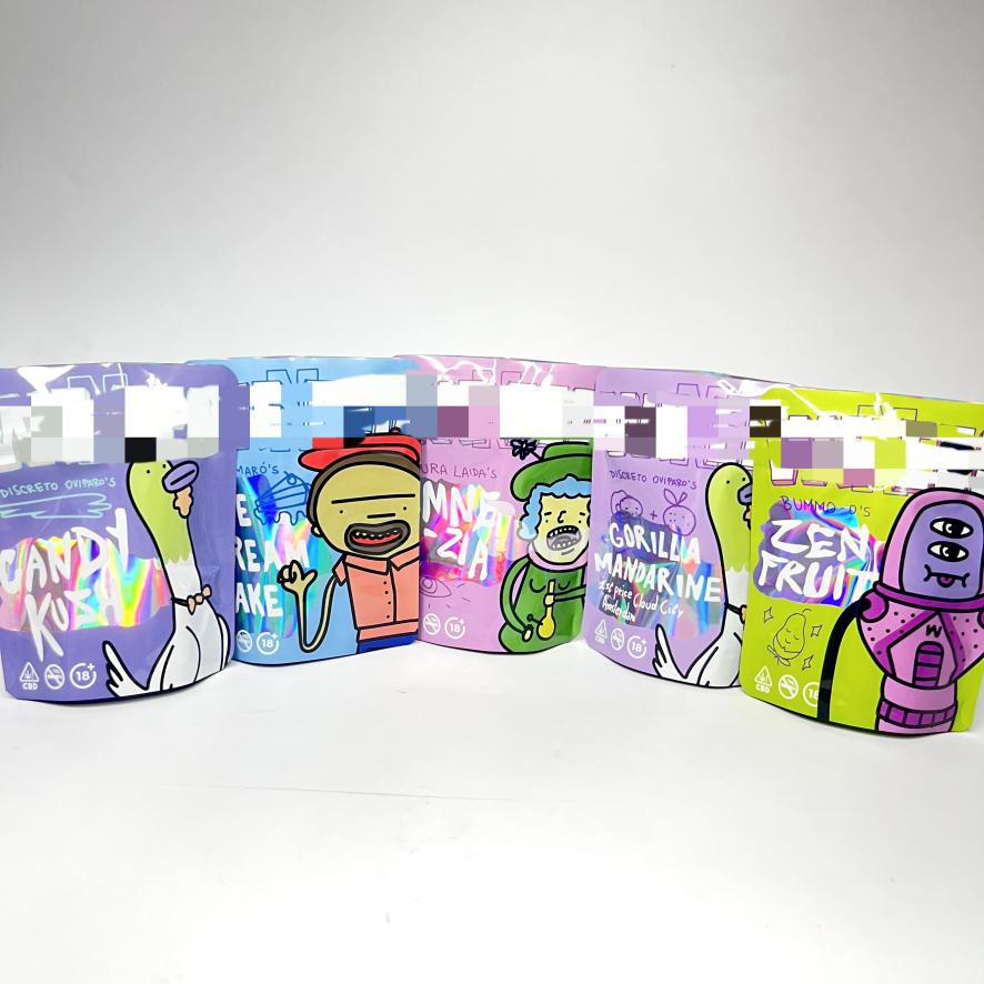 Holographic Metal effect stand up bag for cannabis