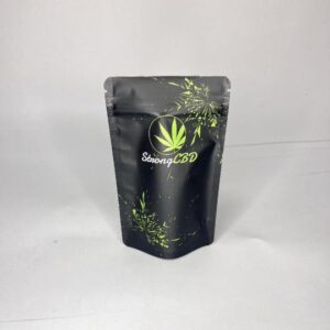 black cannabis flower stand up bag