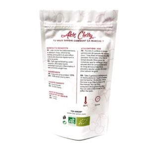 cherry tea custom printed blue stand up bag