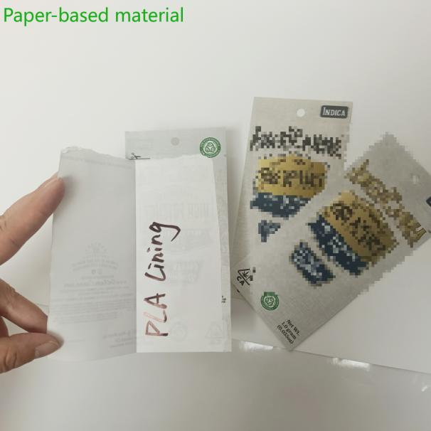 PLA coated white Kraft paper packaging sachets for cannabis flowers