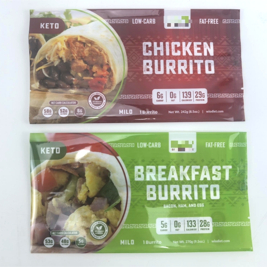 Pillow Pouch for Food Packaging 270g Burrito Back Seal Bag