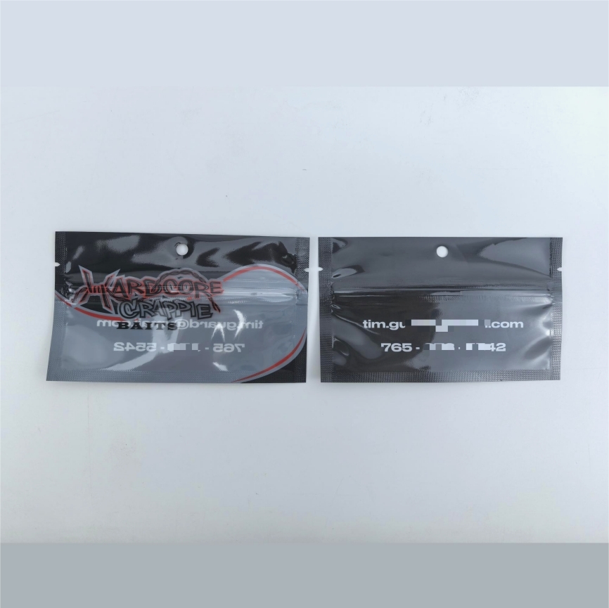 Fishing Baits Packaging Glossy Three Side Seal Zip Pouch with Window