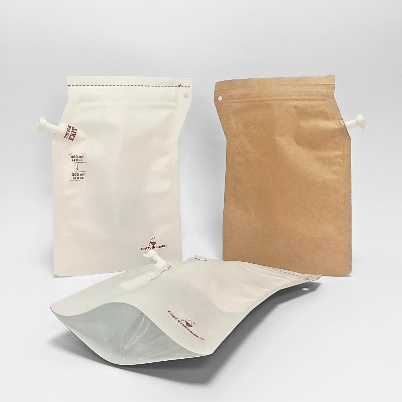 Portable Coffee Brewing Bags Sustainable Paper-Based Stand Up Pouch with Filter Pocket and Twist Valve