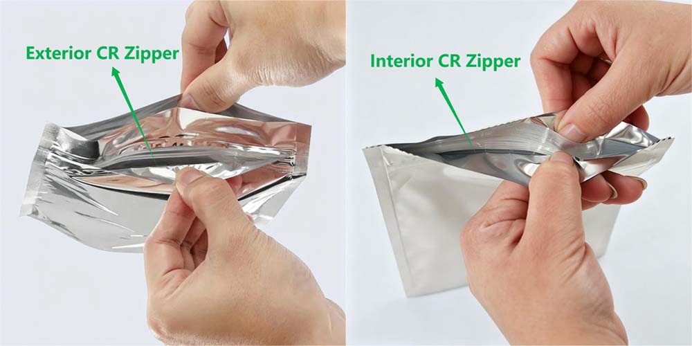 Child resistant packaging bags
